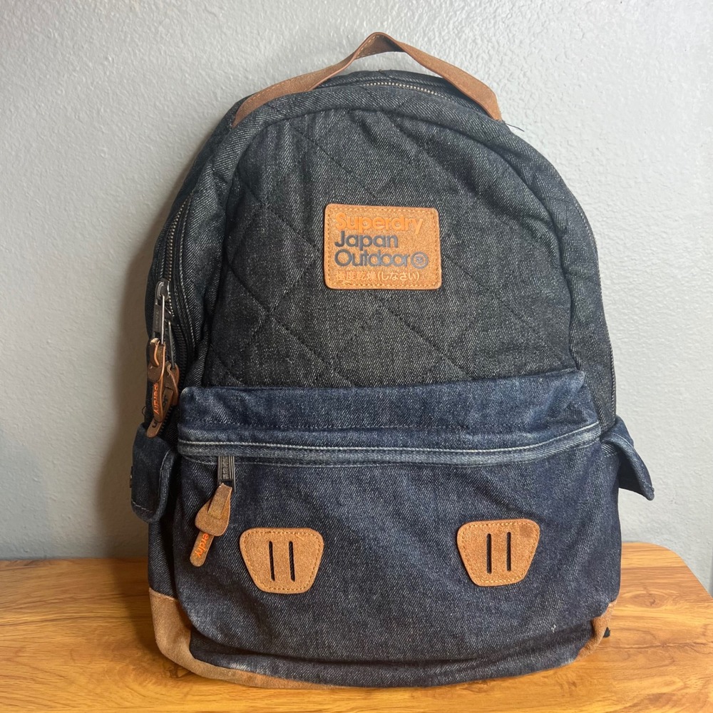 Superdry Japan Outdoor Quilted Denim‎ Backpack Rugged Streetwear